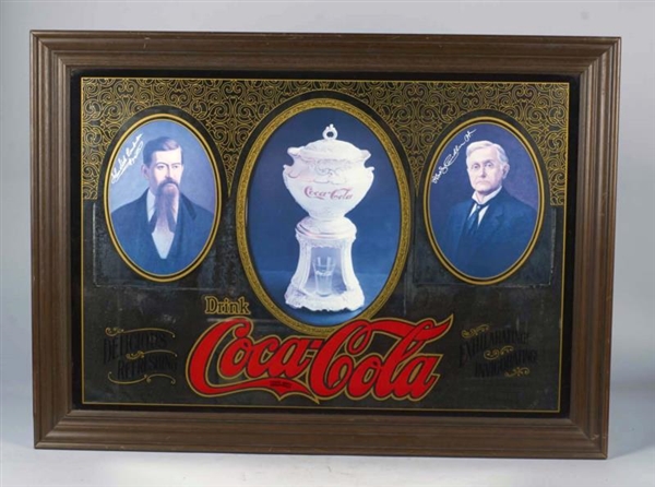 LARGE COCA COLA FRAMED MIRROR ADVERTISING SIGN    