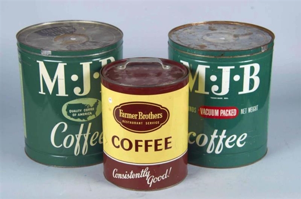LOT OF 3: LARGE COFFEE CANS                       