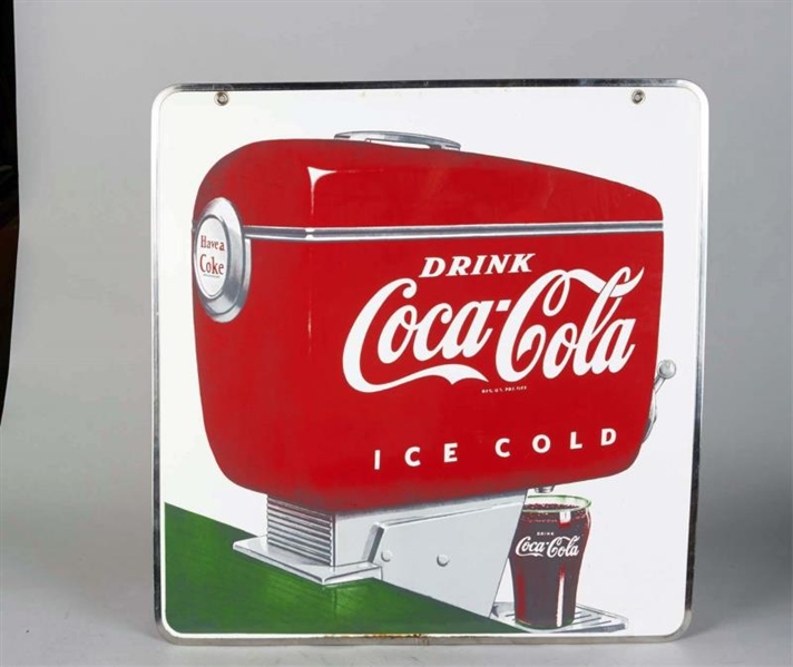 COCA COLA DOUBLE-SIDED PORCELAIN ADVERTISING SIGN 