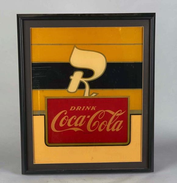 DRINK COCA COLA RX DRUGSTORE GLASS SIGN IN FRAME  