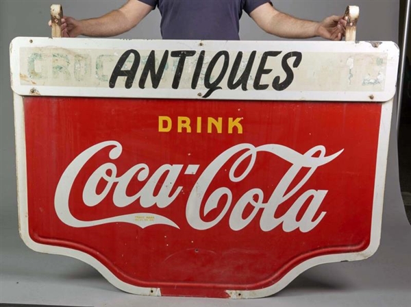 LARGE DRINK COCA COLA DOUBLE-SIDED PORCELAIN SIGN 