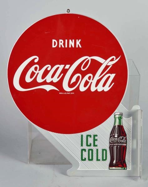 DRINK COCA COLA TIN FLANGE ADVERTISING SIGN       