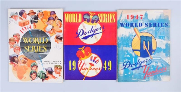LOT OF 3: 1940S BASEBALL WORLD SERIES PROGRAMS.   