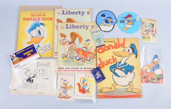 LOT OF MOSTLY VINTAGE DISNEY DONALD DUCK ITEMS.   