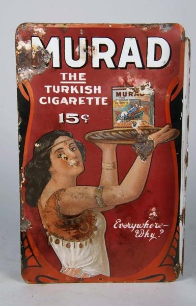 MURAD THE TURKISH CIGARETTE PORCELAIN FLANGE SIGN 