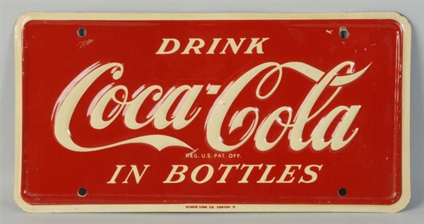 1950S COCA-COLA LICENSE PLATE.                    