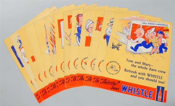 LOT OF 14-16 PAPER WHISTLE SIGNS.                 