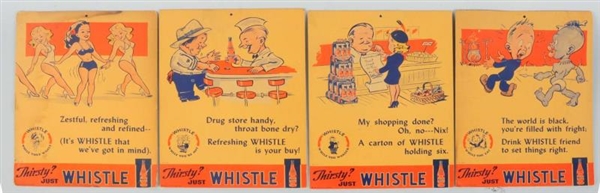 LOT OF 4: 1941 CARDBOARD WHISTLE SIGNS.           