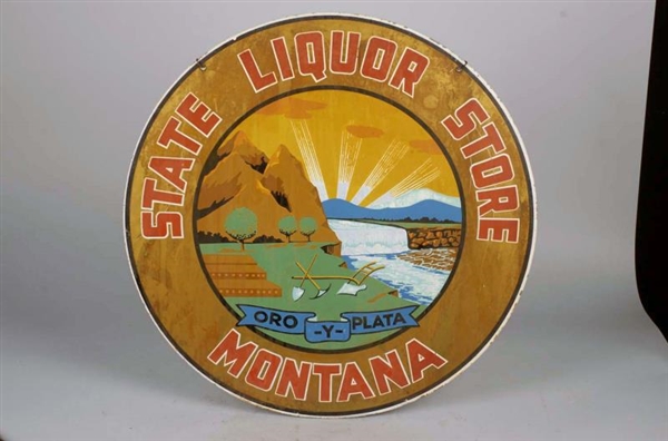 LARGE MONTANA STATE LIQUOR STORE ADVERTISING SIGN 