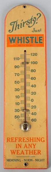 1930S-40S WOODEN WHISTLE THERMOMETER.             