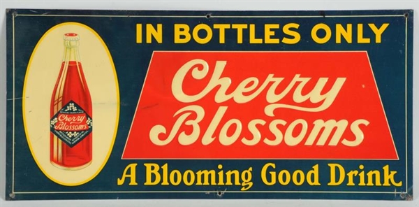 1920S-30S EMBOSSED TIN CHERRY BLOSSOM SIGN.       
