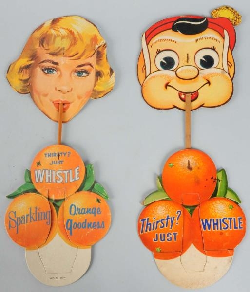 LOT OF 2: CARDBOARD WHISTLE CUTOUTS.              