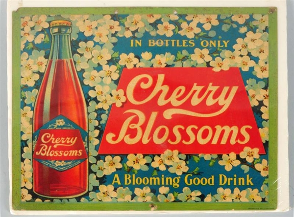 1920S CHERRY BLOSSOMS CARDBOARD SIGN.             