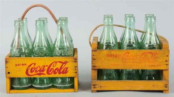 LOT OF 2: 1940S COCA-COLA ROPED HANDLED CARRIERS. 