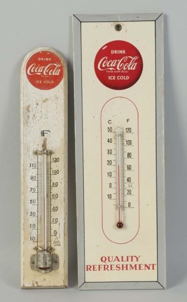 LOT OF 2: 1940S-50S COCA-COLA THERMOMETERS.     
