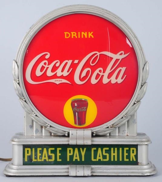 1930 COCA-COLA BRUNHOFF LIGHTED COUNTER SIGN.     