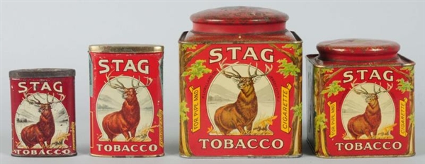 LOT OF 4: STAG TOBACCO TINS.                      