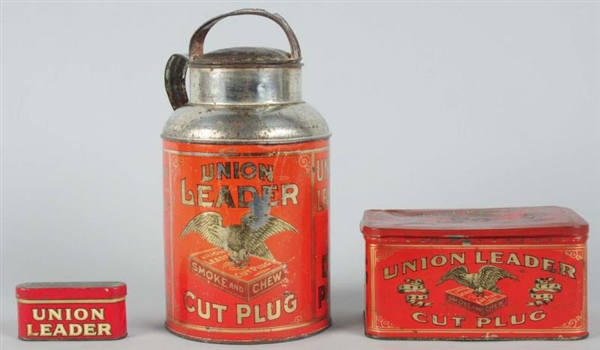 LOT OF 3: UNION LEADER TOBACCO TINS.              