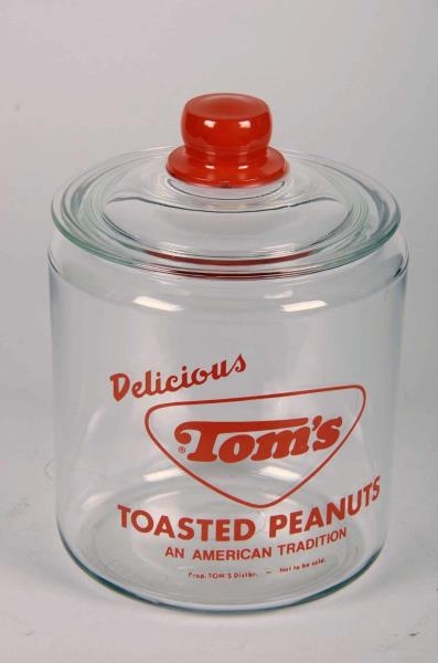 TOMS TOASTED PEANUT GLASS COUNTERTOP DISPLAY JAR 