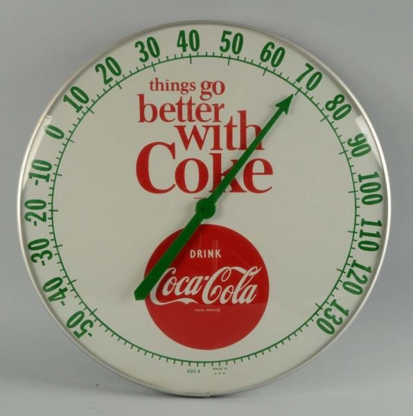 1960S COCA-COLA LARGE DIAL THERMOMETER.          