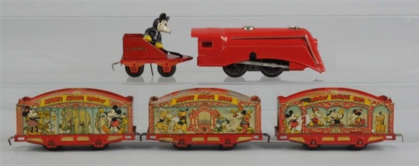 LIONEL MICKEY MOUSE TRAIN CARS SET.               