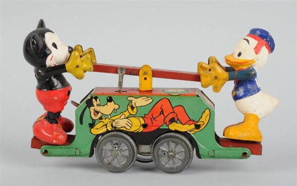 WIND - UP DONALD DUCK AND MICKEY MOUSE HANDCAR.   