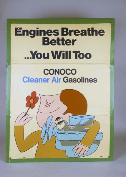 LARGE CONOCO CLEANER AIR GASOLINE SIGN            
