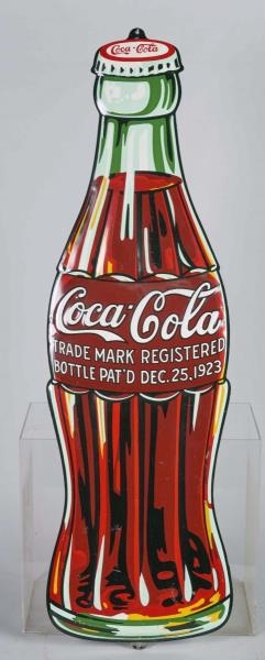 TALL COCA COLA EMBOSSED DIE-CUT LITHO TIN SIGN    