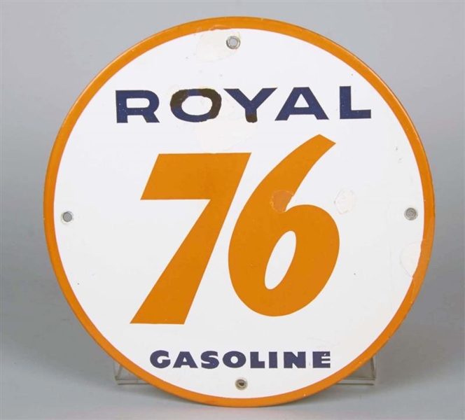 SINGLE-SIDED PORCELAIN ROYAL 76 GASOLINE SIGN     