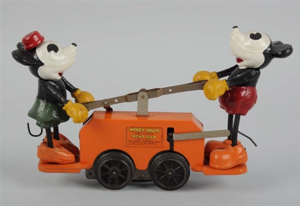 MINNIE AND MICKEY MOUSE HANDCAR.                  