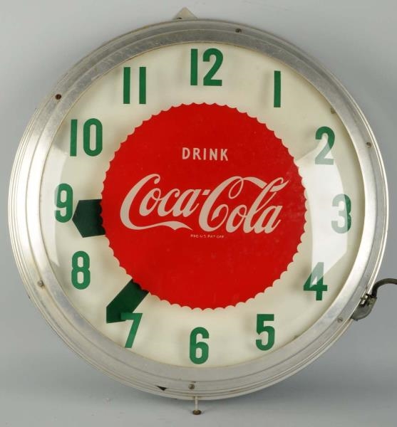 1950S COCA-COLA OUTDOOR LIGHTED CLOCK.           