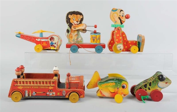 LOT OF 6: FISHER-PRICE PAPER ON WOOD TOYS.        