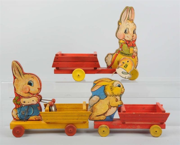 LOT OF 3: FISHER-PRICE RABBIT CARTS.              