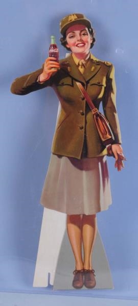 1943 COCA-COLA CARDBOARD CUTOUT SERVICE WOMAN.    