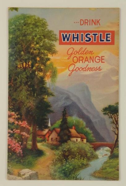 1920S-30S SMALL HEAVY CARDBOARD WHISTLE SIGN.     