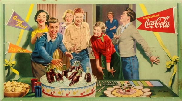 1952 SMALL ONE SIDED COCA-COLA POSTER.            