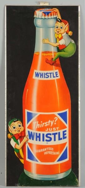 1951 WHISTLE CARDBOARD CUTOUT SIGN.               