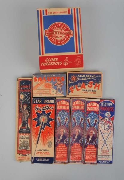 LOT OF SPARKLER AND FIRECRACKER ITEMS.            