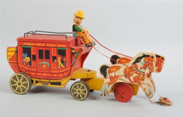FISHER-PRICE PAPER ON WOOD GOLD STAR STAGE COACH. 