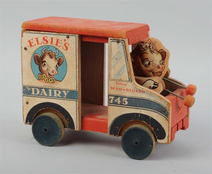 FISHER-PRICE PAPER ON WOOD ELSIES DAIRY TRUCK.   