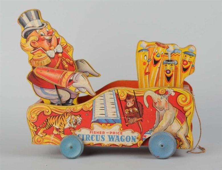 FISHER-PRICE PAPER ON WOOD CIRCUS WAGON TOY.      