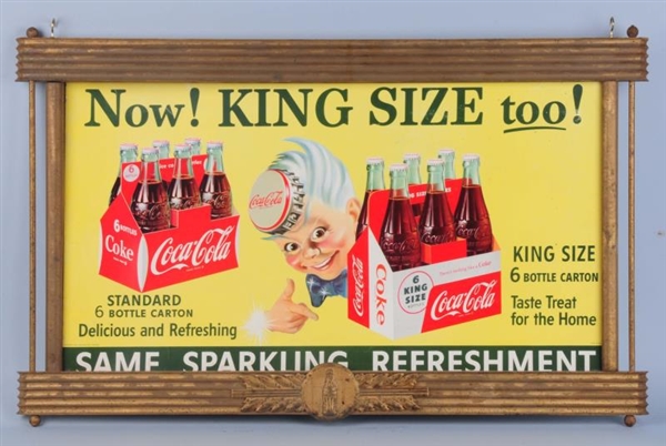 1955 SMALL COCA-COLA POSTER IN OLD FRAME.         