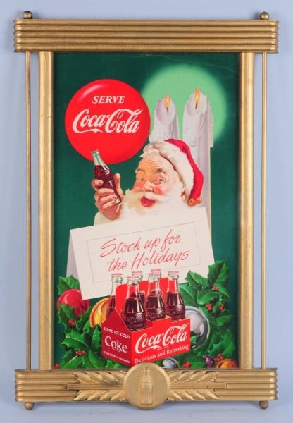 1950S SMALL COCA-COLA POSTER IN OLD KAY FRAME.    