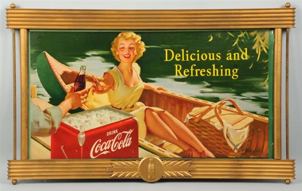 1953 SMALL COCA-COLA POSTER IN OLD FRAME.         