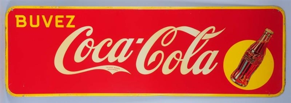 1942 FRENCH CANADIAN TIN COCA-COLA SIGN.          