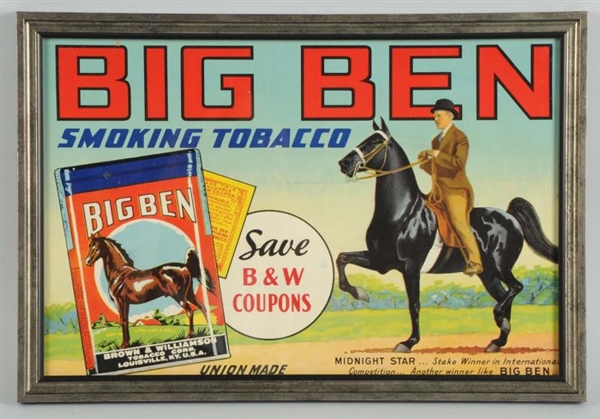 BIG BEN SMOKING TOP TOBACCO CARDBOARD SIGN.       