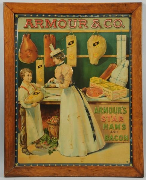 C.1900 AMOUR & CO. EMBOSSED TIN SIGN.             