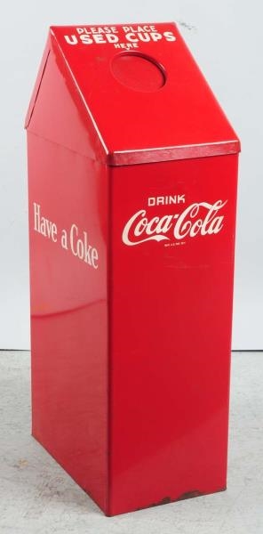 1940S-1950S COCA-COLA USED CUP TRASH CAN.         