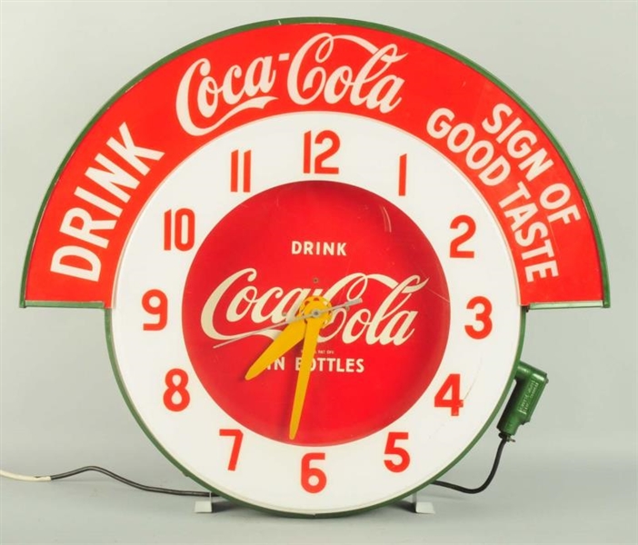 1950S COCA-COLA OUTDOOR CLOCK.                    
