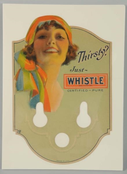 1920S-30S WHISTLE 3 BOTTLE DISPLAY CUTOUT.        